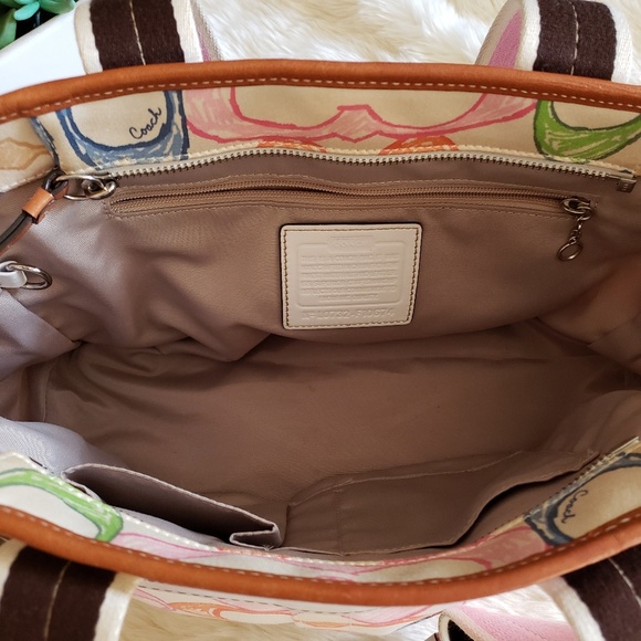 Coach Signature Hampton Scribble Pastel Satchel - Picture 5 of 8